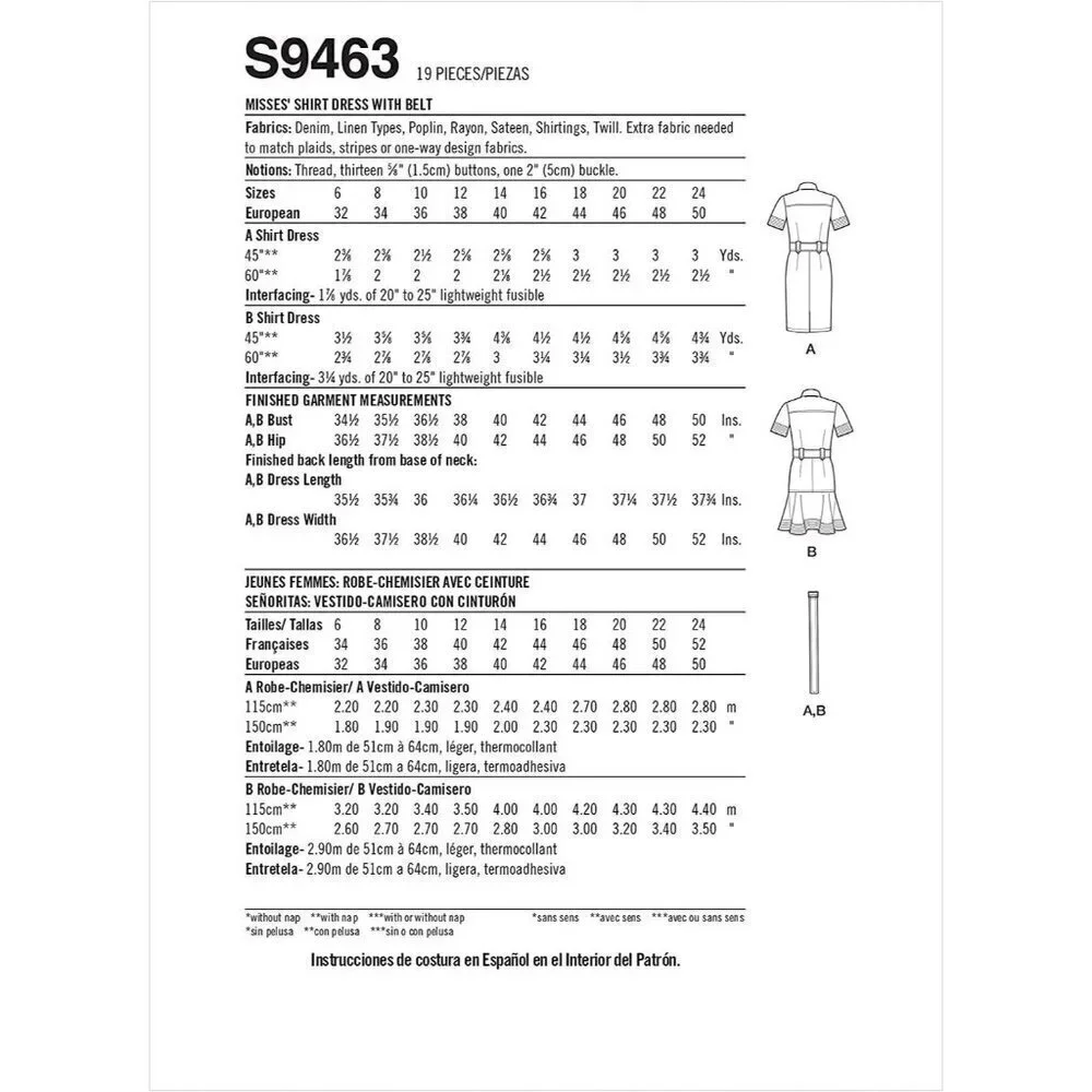Simplicity Sewing Pattern 9463 Mini Dress‎ Belt Mimi G Misses Size 6-14